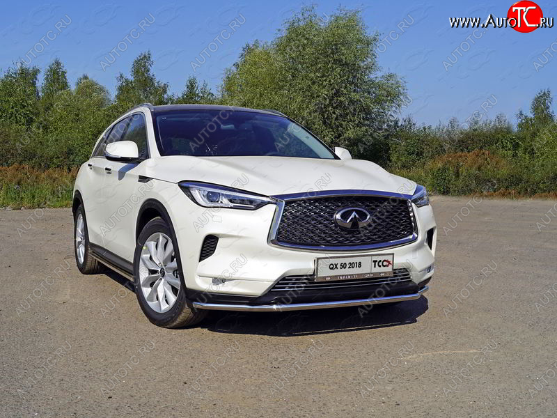 19 549 р. Защита переднего бампера нижняя d42,4 мм ТСС Тюнинг  INFINITI Qx50 (2018-2024) (нержавейка)  с доставкой в г. Санкт‑Петербург