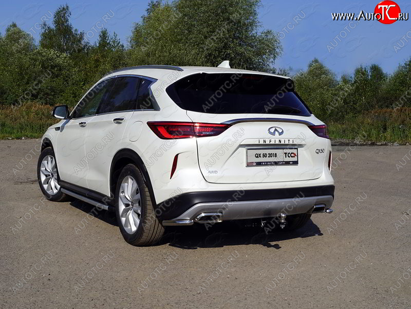 10 499 р. Защита заднего бампера (уголки, d42,4 мм) TCC  INFINITI Qx50 (2018-2024)  с доставкой в г. Санкт‑Петербург