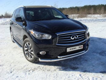 Защита переднего бампера нижняя d76,1*50,8 мм ТСС Тюнинг INFINITI QX60 L50 дорестайлинг (2013-2016)  (нержавейка)