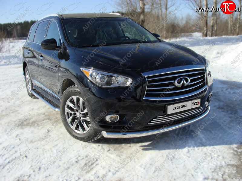 23 999 р. Защита переднего бампера нижняя 76,1 мм ТСС Тюнинг INFINITI QX60 L50 дорестайлинг (2013-2016) (нержавейка)  с доставкой в г. Санкт‑Петербург