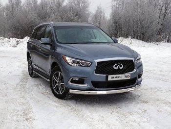 44 999 р. Защита передняя нижняя овальная с ДХО 75х42 мм ТСС Тюнинг  INFINITI QX60  L50 (2016-2021) рестайлинг (нержавейка)  с доставкой в г. Санкт‑Петербург. Увеличить фотографию 1