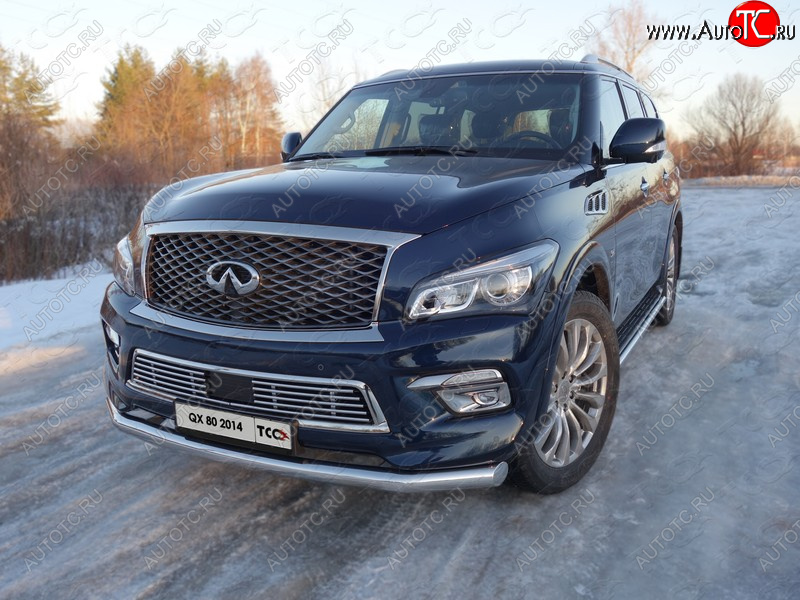 26 699 р. Защита переднего бампера нижняя d76,1 мм ТСС Тюнинг INFINITI QX80 Z62 1-ый рестайлинг (2014-2018) (нержавейка)  с доставкой в г. Санкт‑Петербург