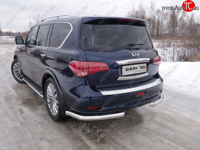 29 999 р. Защита задняя (уголки, нержавейка 76,1 мм) ТСС Тюнинг  INFINITI QX80 (2014-2018)  с доставкой в г. Санкт‑Петербург