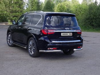 29 999 р. Защита задняя (уголки, нержавейка 76,1 мм) ТСС Тюнинг  INFINITI QX80 (2018-2024)  с доставкой в г. Санкт‑Петербург. Увеличить фотографию 1