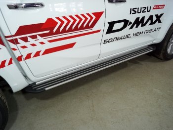 28 749 р. Пороги алюминиевые Slim Line ТСС Тюнинг Isuzu D-Max RT85,TFR DoubleCab рестайлинг (2015-2021) (Silver)  с доставкой в г. Санкт‑Петербург. Увеличить фотографию 1