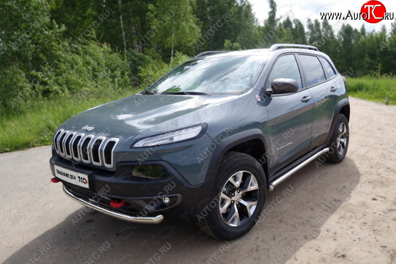 17 999 р. Защита переднего бампера (Trailhawk, d60,3 мм) ТСС Тюнинг   (нержавейка)  с доставкой в г. Санкт‑Петербург