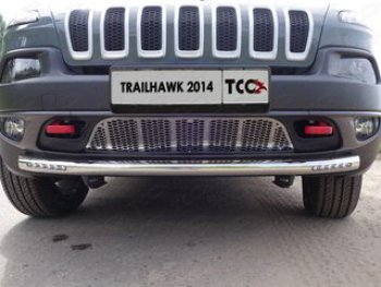 37 649 р. Защита переднего бампера (Trailhawk, 60,3 мм ДХО) ТСС Тюнинг  Jeep Cherokee  KL (2014-2017) дорестайлинг (нержавейка)  с доставкой в г. Санкт‑Петербург. Увеличить фотографию 1