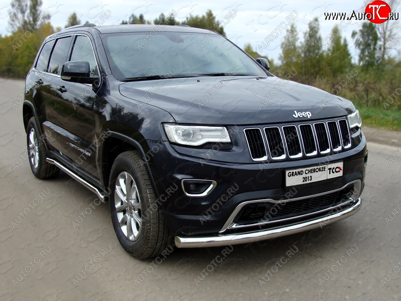 20 999 р. Защита переднего бампера нижняя d76,1 мм ТСС Тюнинг  Jeep Grand Cherokee  WK2 (2013-2018) 1-ый рестайлинг (нержавейка)  с доставкой в г. Санкт‑Петербург