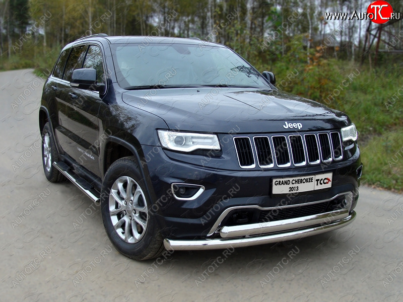 29 999 р. Защита передняя нижняя двойная 76,1*75 мм Тюнинг  Jeep Grand Cherokee  WK2 (2013-2018) (нержавейка)  с доставкой в г. Санкт‑Петербург