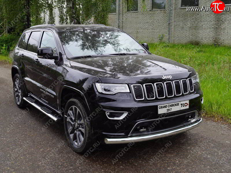 22 599 р. Защита переднего бампера нижняя d76,1 мм ТСС Тюнинг  Jeep Grand Cherokee  WK2 (2017-2022) 2-ой рестайлинг (нержавейка)  с доставкой в г. Санкт‑Петербург