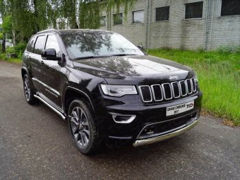 Защита переднего бампера овальная короткая 75х42 мм ТСС тюнинг Jeep (Джип) Grand Cherokee (Гран)  WK2 (2018-2024) WK2 2-ой рестайлинг  (нержавейка)