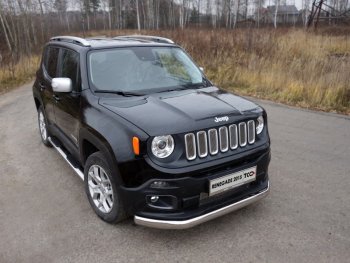 Защита переднего бампера нижняя овальная 75х42 мм ТСС Тюнинг Jeep Renegade (2015-2024)  (нержавейка)