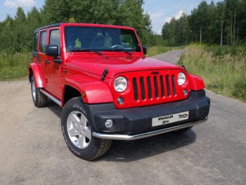 20 999 р. Защита переднего бампера нижняя d76,1 мм ТСС Тюнинг  Jeep Wrangler  JK (2007-2018) (нержавейка)  с доставкой в г. Санкт‑Петербург. Увеличить фотографию 1