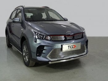 10 799 р. Защита передняя нижняя короткая 42,4 мм ТСС Тюнинг  KIA Rio  X (2020-2024) рестайлинг (нержавейка)  с доставкой в г. Санкт‑Петербург. Увеличить фотографию 1