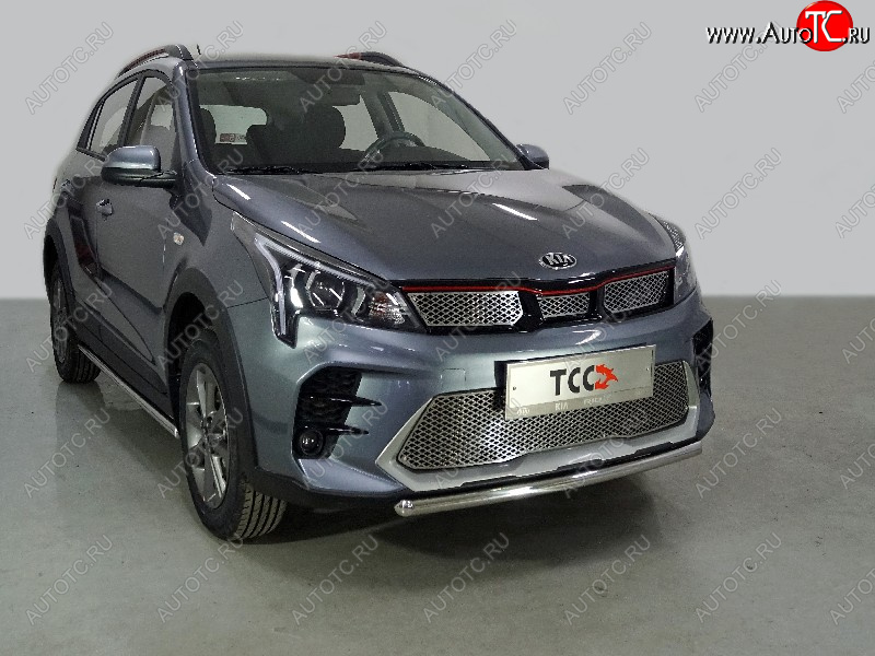 10 799 р. Защита передняя нижняя короткая 42,4 мм ТСС Тюнинг  KIA Rio  X (2020-2024) рестайлинг (нержавейка)  с доставкой в г. Санкт‑Петербург