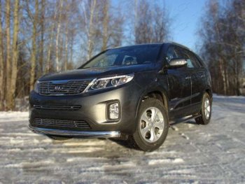 20 699 р. Защита переднего бампера овальная 75х42 мм ТСС тюнинг KIA Sorento XM рестайлинг (2012-2015) (нержавейка)  с доставкой в г. Санкт‑Петербург. Увеличить фотографию 1