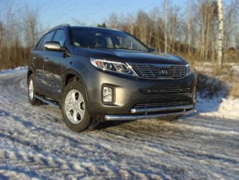 22 599 р. Защита переднего бампера нижняя 60,3*50,8 мм ТСС Тюнинг  KIA Sorento  XM (2012-2015) рестайлинг (нержавейка)  с доставкой в г. Санкт‑Петербург. Увеличить фотографию 1