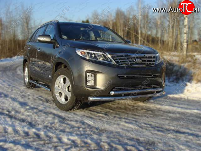 22 599 р. Защита переднего бампера нижняя 60,3*50,8 мм ТСС Тюнинг  KIA Sorento  XM (2012-2015) рестайлинг (нержавейка)  с доставкой в г. Санкт‑Петербург