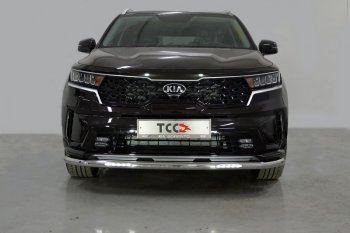 37 649 р. Защита переднего бампера нижняя с ДХО 60,3 мм ТСС Тюнинг  KIA Sorento  MQ4 (2020-2022) (нержавейка)  с доставкой в г. Санкт‑Петербург. Увеличить фотографию 1