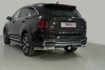 23 899 р. Защита задняя (уголки овальные, 75х42 мм) ТСС Тюнинг  KIA Sorento  MQ4 (2020-2022) (уголки овальные)  с доставкой в г. Санкт‑Петербург. Увеличить фотографию 1