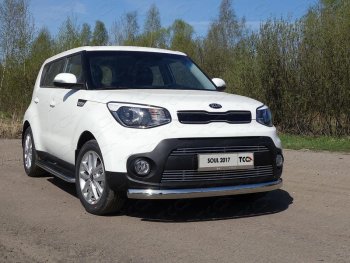 Защита переднего бампера нижняя овальная 75х42 мм ТСС Тюнинг KIA Soul 2 PS рестайлинг (2017-2019)  (нержавейка)