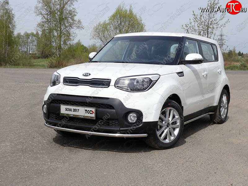 16 549 р. Защита переднего бампера нижняя d42,4 мм ТСС Тюнинг  KIA Soul  2 PS (2017-2019) (нержавейка)  с доставкой в г. Санкт‑Петербург