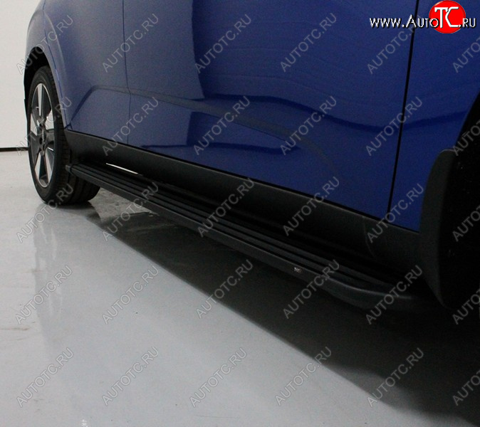 21 349 р. Пороги алюминиевые Slim Line ТСС Тюнинг  KIA Soul  SK3 (2018-2022) (Black)  с доставкой в г. Санкт‑Петербург