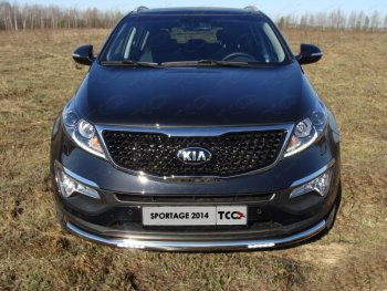 37 649 р. Защита переднего бампера нижняя с ДХО 60,3 мм ТСС Тюнинг  KIA Sportage  3 SL (2014-2016) рестайлинг (нержавейка)  с доставкой в г. Санкт‑Петербург. Увеличить фотографию 1