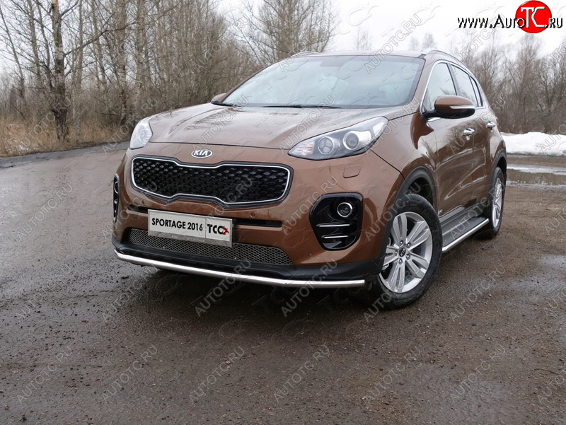 17 999 р. Защита переднего бампера нижняя d42,4 мм ТСС Тюнинг KIA Sportage 4 QL дорестайлинг (2016-2018) (нержавейка)  с доставкой в г. Санкт‑Петербург