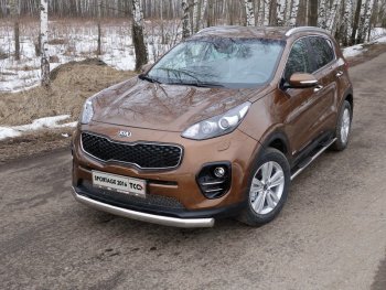 Защита переднего бампера нижняя овальная 75х42 мм ТСС Тюнинг KIA Sportage 4 QL дорестайлинг (2016-2018)  (нержавейка)