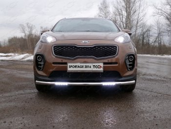 Защита переднего бампера нижняя с ДХО 60,3 мм ТСС Тюнинг KIA Sportage 4 QL дорестайлинг (2016-2018)  (нержавейка)