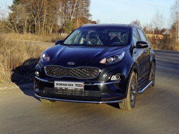 Защита переднего бампера нижняя d42,4 мм ТСС Тюнинг KIA Sportage 4 QL рестайлинг (2018-2022)