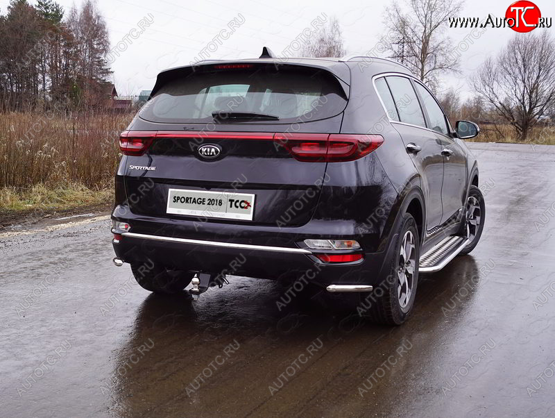 13 399 р. Защита заднего бампера (уголки, d42,4 мм) TCC KIA Sportage 4 QL рестайлинг (2018-2022)  с доставкой в г. Санкт‑Петербург