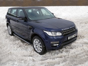 21 349 р. Пороги алюминиевые с пластиковой накладкой, ТСС Тюнинг  Land Rover Range Rover Sport  2 L494 (2013-2017) дорестайлинг (карбон серебро)  с доставкой в г. Санкт‑Петербург. Увеличить фотографию 1