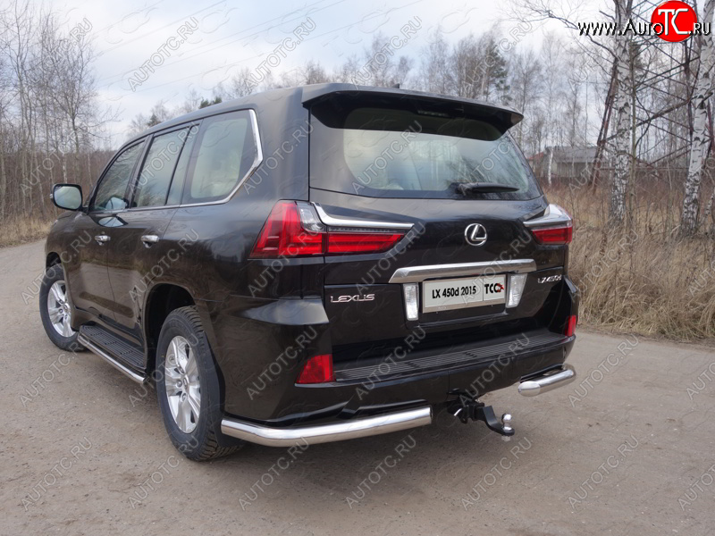 22 599 р. Защита задняя (уголки, нержавейка 76,1 мм) ТСС Тюнинг  Lexus LX450d  J200 - LX570  J200  с доставкой в г. Санкт‑Петербург