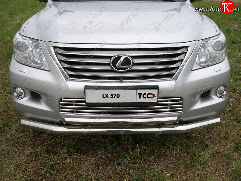 31 199 р. Защита переднего бампера нижняя d76,1*60,3 мм ТСС Тюнинг Lexus LX570 J200 дорестайлинг (2007-2012) (нержавейка)  с доставкой в г. Санкт‑Петербург