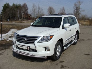 37 649 р. Защита передняя нижняя двойная 76,1*50,8 мм кроме F-Sport Тюнинг  Lexus LX  570 (2012-2015) (нержавейка)  с доставкой в г. Санкт‑Петербург. Увеличить фотографию 1