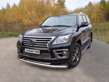 26 699 р. Защита переднего бампера нижняя 76,1 мм ТСС Тюнинг Lexus LX570 J200 1-ый рестайлинг (2012-2015) (нержавейка)  с доставкой в г. Санкт‑Петербург. Увеличить фотографию 1