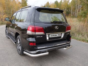 26 699 р. Защита задняя (уголки, нержавейка 76,1 мм) ТСС Тюнинг  Lexus LX  570 (2012-2015) J200 1-ый рестайлинг  с доставкой в г. Санкт‑Петербург. Увеличить фотографию 1