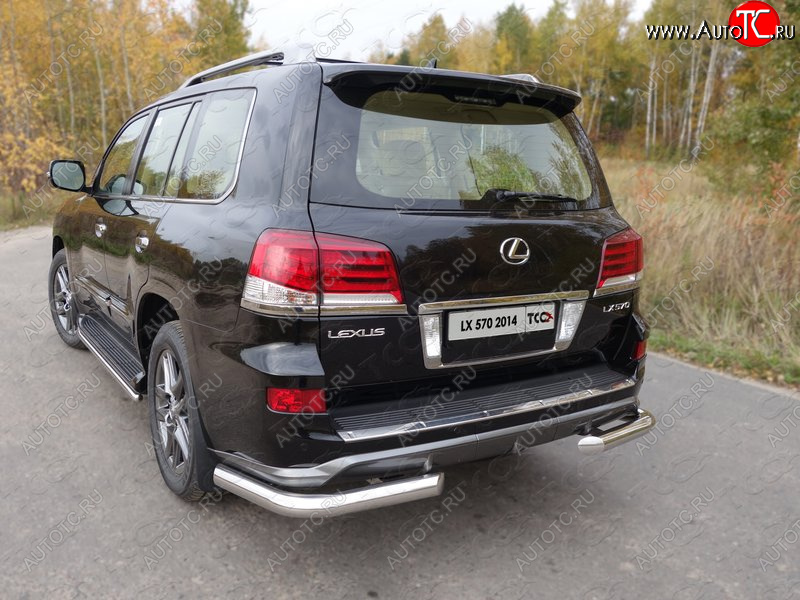 26 699 р. Защита задняя (уголки, нержавейка 76,1 мм) ТСС Тюнинг  Lexus LX  570 (2012-2015) J200 1-ый рестайлинг  с доставкой в г. Санкт‑Петербург