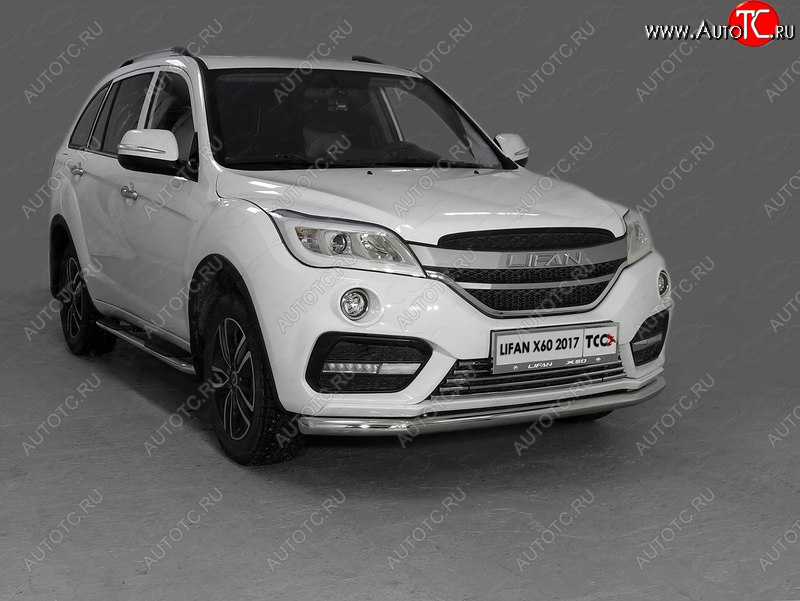 16 549 р. Защита переднего бампера нижняя d60,3 мм ТСС Тюнинг Lifan X60 2-ой рестайлинг (2016-2024) (нержавейка)  с доставкой в г. Санкт‑Петербург