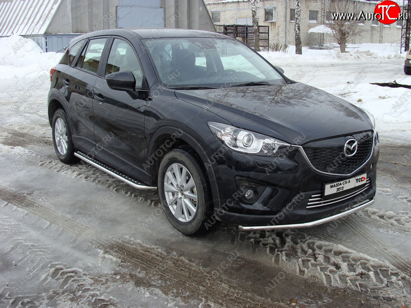 14 999 р. Защита переднего бампера нижняя d42,4 мм ТСС Тюнинг Mazda CX-5 KE дорестайлинг (2011-2014) (нержавейка)  с доставкой в г. Санкт‑Петербург