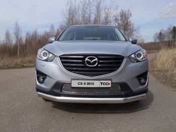 24 099 р. Защита переднего бампера нижняя овальная 75*42 мм ТСС Тюнинг  Mazda CX-5  KE (2015-2017) (нержавейка)  с доставкой в г. Санкт‑Петербург. Увеличить фотографию 1