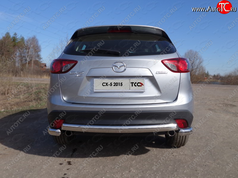 16 299 р. Защита заднего бампера (овальная длинная, d75х42 мм) TCC  Mazda CX-5  KE (2015-2017) рестайлинг  с доставкой в г. Санкт‑Петербург