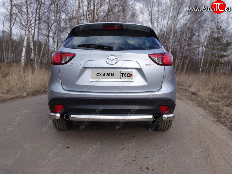 12 999 р. Защита заднего бампера (овальная короткая, d75х42 мм) TCC  Mazda CX-5  KE (2015-2017) рестайлинг  с доставкой в г. Санкт‑Петербург