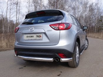 9 749 р. Защита заднего бампера (уголки, d75х42 мм) TCC  Mazda CX-5  KE (2015-2017) рестайлинг  с доставкой в г. Санкт‑Петербург. Увеличить фотографию 1