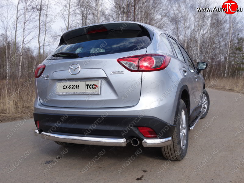 9 749 р. Защита заднего бампера (уголки, d75х42 мм) TCC  Mazda CX-5  KE (2015-2017) рестайлинг  с доставкой в г. Санкт‑Петербург