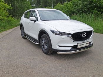 45 999 р. Пороги с площадкой 75х42 мм ТСС Тюнинг Mazda CX-5 KF (2016-2024) (серые)  с доставкой в г. Санкт‑Петербург. Увеличить фотографию 1