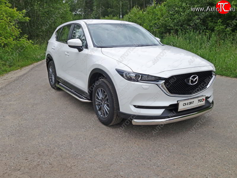 45 999 р. Пороги с площадкой 75х42 мм ТСС Тюнинг Mazda CX-5 KF (2016-2024) (серые)  с доставкой в г. Санкт‑Петербург