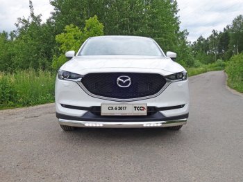 43 999 р. Защита передняя нижняя овальная с ДХО 75х42 мм ТСС Тюнинг  Mazda CX-5  KF (2016-2024) (нержавейка)  с доставкой в г. Санкт‑Петербург. Увеличить фотографию 1